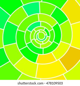 abstract vector stained-glass mosaic background - green and yellow spiral