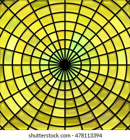 abstract vector stained-glass mosaic background - yellow and green