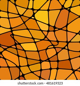 abstract vector stained-glass mosaic background - orange and yellow