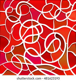 abstract vector stained-glass mosaic background - red and orange