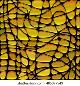 abstract vector stained-glass mosaic background - golden yellow