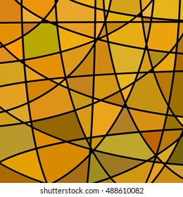 abstract vector stained-glass mosaic background - yellow and brown
