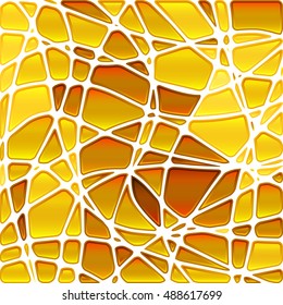 abstract vector stained-glass mosaic background - yellow and orange