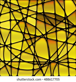 abstract vector stained-glass mosaic background - yellow and orange