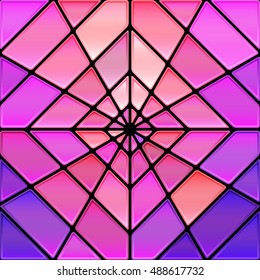 abstract vector stained-glass mosaic background - purple and violet rhombus
