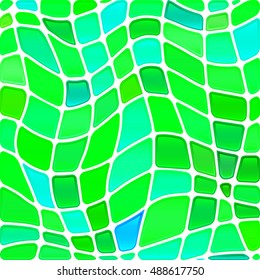 abstract vector stained-glass mosaic background - green and blue