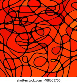 abstract vector stained-glass mosaic background - red and orange