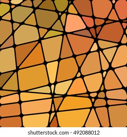 abstract vector stained-glass mosaic background - orange and brown