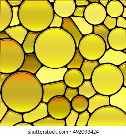 abstract vector stained-glass mosaic background - yellow circles