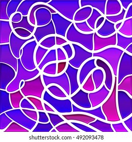 abstract vector stained-glass mosaic background - purple and violet