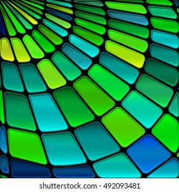 abstract vector stained-glass mosaic background - green and blue