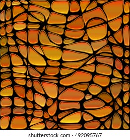 abstract vector stained-glass mosaic background - orange and brown