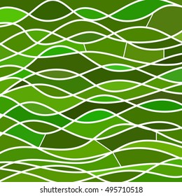 abstract vector stained-glass mosaic background - bright green waves