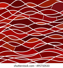 abstract vector stained-glass mosaic background - red waves
