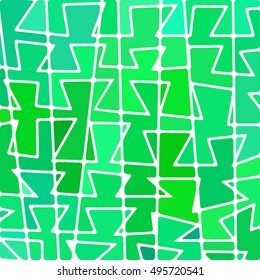 abstract vector stained-glass mosaic background - green and teal