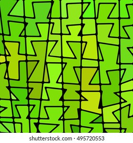 abstract vector stained-glass mosaic background - green and yellow