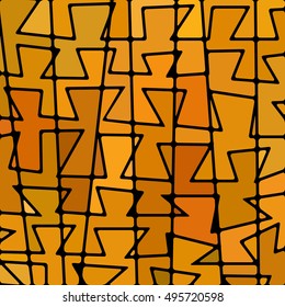 abstract vector stained-glass mosaic background - orange and yellow