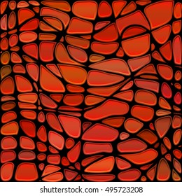 abstract vector stained-glass mosaic background - red and orange
