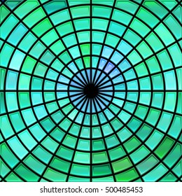 abstract vector stained-glass mosaic background - green and blue