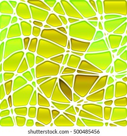 abstract vector stained-glass mosaic background - yellow and green