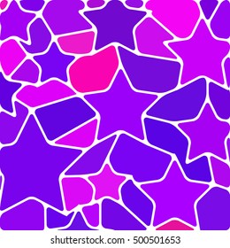 abstract vector stained-glass mosaic background - purple and violet stars
