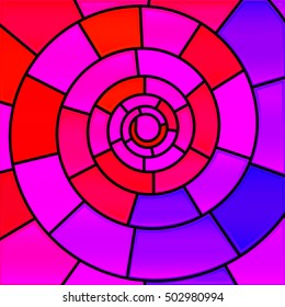abstract vector stained-glass mosaic background -magenta spiral