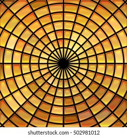 abstract vector stained-glass mosaic background - golden yellow