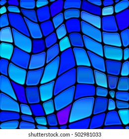 abstract vector stained-glass mosaic background - bright blue