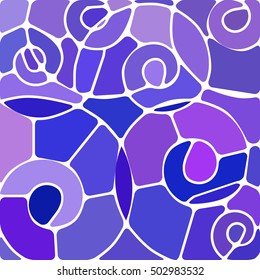 abstract vector stained-glass mosaic background - purple and violet spirals
