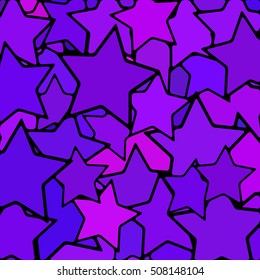 abstract vector stained-glass mosaic background - purple and violet stars