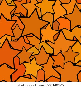 abstract vector stained-glass mosaic background - orange stars