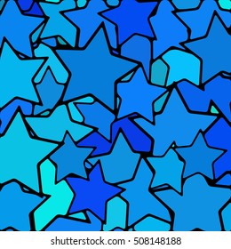 abstract vector stained-glass mosaic background - blue stars
