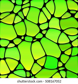 abstract vector stained-glass mosaic background - green and yellow circles