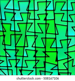 abstract vector stained-glass mosaic background - green and blue