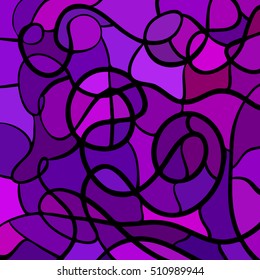 abstract vector stained-glass mosaic background - purple and violet