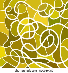 abstract vector stained-glass mosaic background - yellow and brown