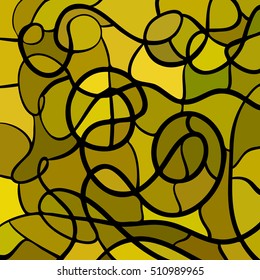 abstract vector stained-glass mosaic background - yellow and brown