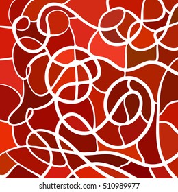 abstract vector stained-glass mosaic background - red and brown