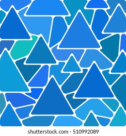 abstract vector stained-glass mosaic background - blue triangles