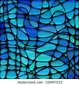 abstract vector stained-glass mosaic background - light and dark blue