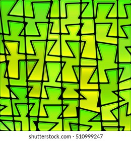 abstract vector stained-glass mosaic background - green and yellow