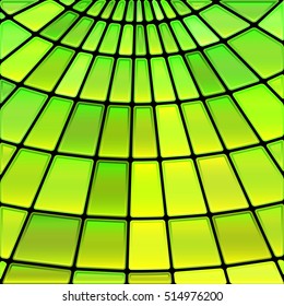 abstract vector stained-glass mosaic background - green and yellow