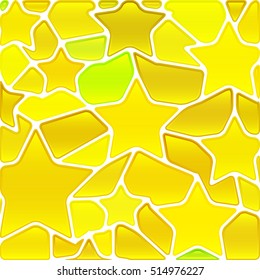 abstract vector stained-glass mosaic background - yellow stars