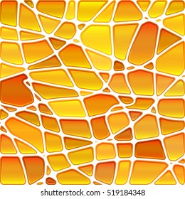 abstract vector stained-glass mosaic background - golden yellow
