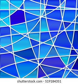 abstract vector stained-glass mosaic background - light and bright blue