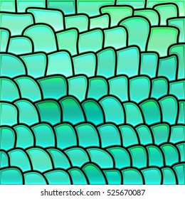 abstract vector stained-glass mosaic background - green and teal