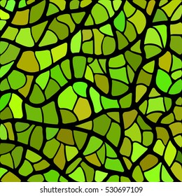 abstract vector stained-glass mosaic background - green and brown