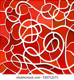 abstract vector stained-glass mosaic background - red and orange