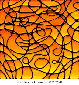 abstract vector stained-glass mosaic background - orange and yellow