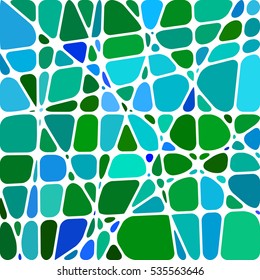 abstract vector stained-glass mosaic background - green and blue